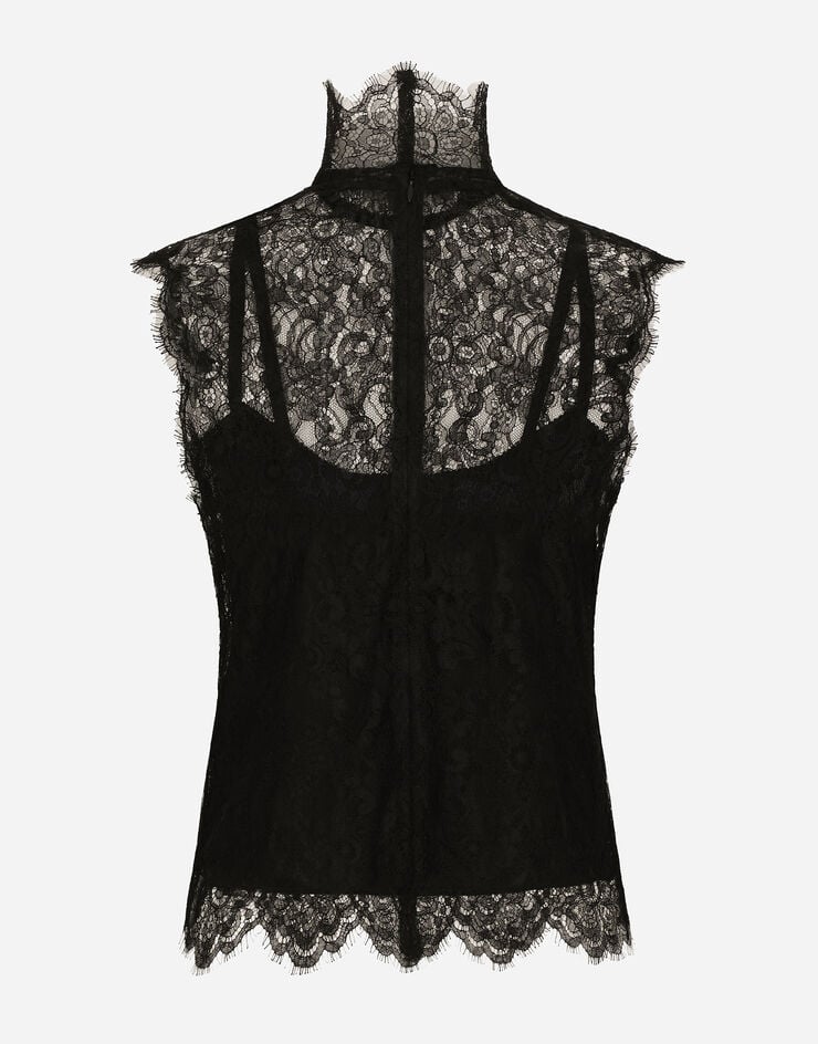 Dolce&Gabbana Топ без рукавов, из кружева шантильи черный F79BRTHLM9K