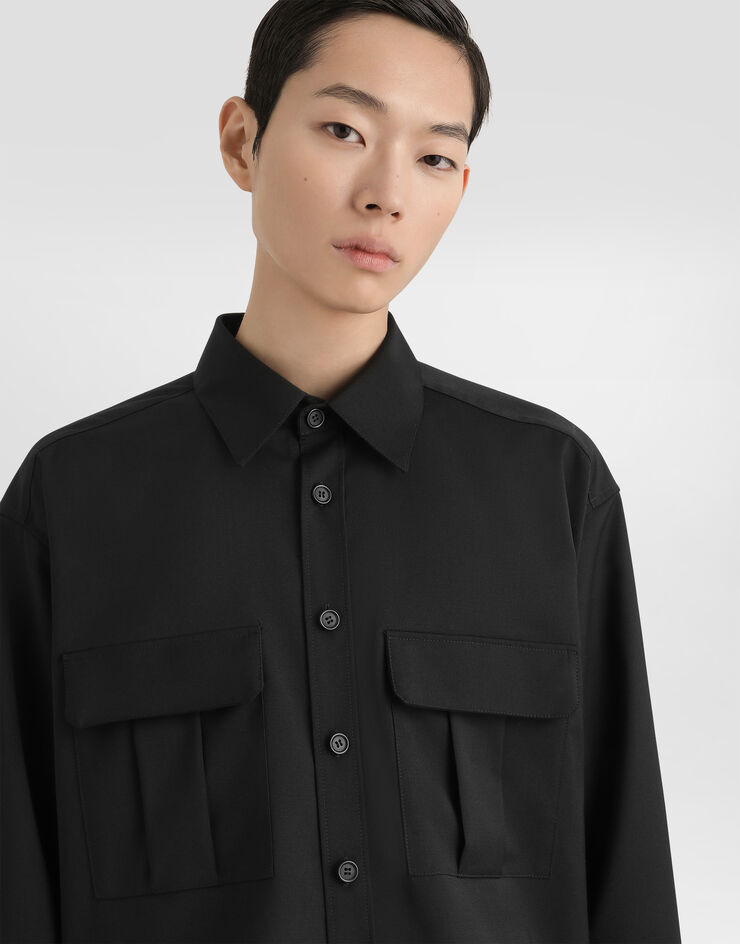 Dolce & Gabbana Wool blend canvas shirt Black G5OJ2TFURK8