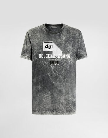Dolce & Gabbana Marble-effect cotton t-shirt with print Dolce & Gabbana Marble-effect cotton t-shirt with print Black G8RN8TG7POI