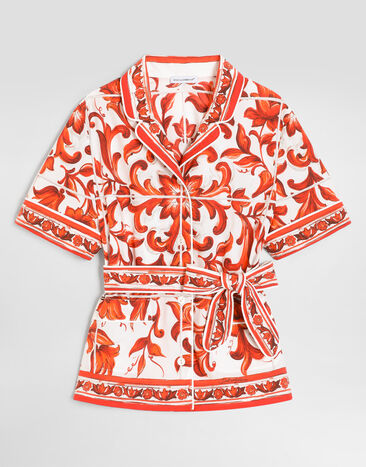 Dolce & Gabbana Majolica-print poplin vanity shirt Multicolor L56S07G7P4J