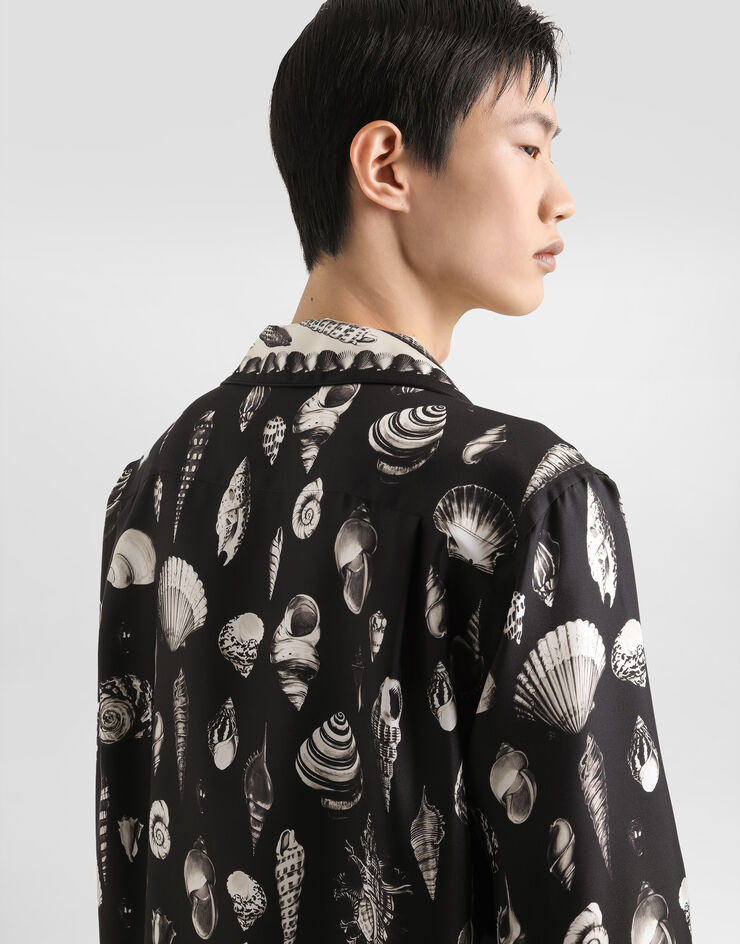 Dolce & Gabbana Shell-print silk twill vanity shirt Multicolor G5IF1THI1ZA