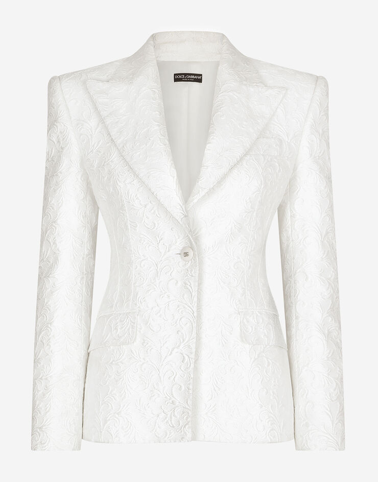 Dolce & Gabbana Veste Turlington en brocart Blanc F29QCTHJMO9