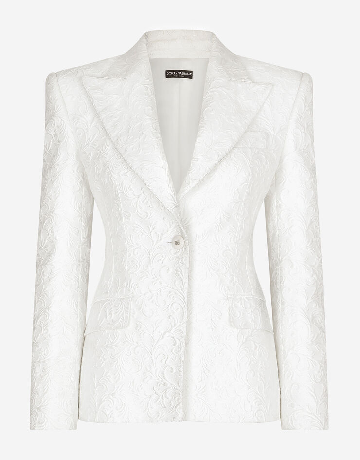 Dolce & Gabbana Turlington-Jacke aus Brokat Weiss F29QCTHJMO9