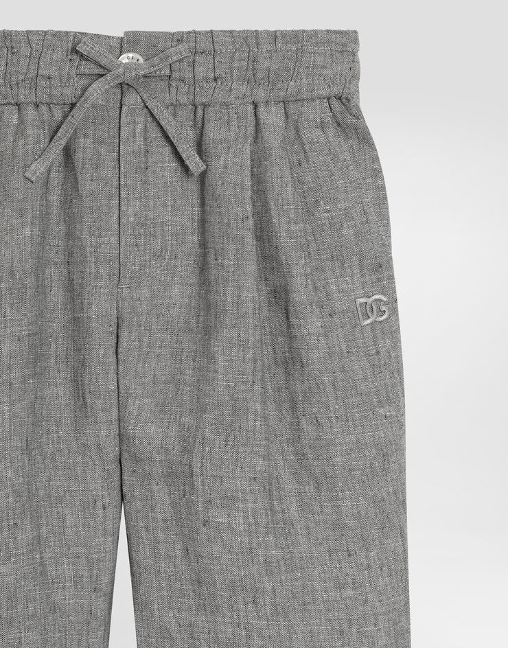 Dolce & Gabbana Jogging trousers in washed linen canvas Grey L44P89FU4MF