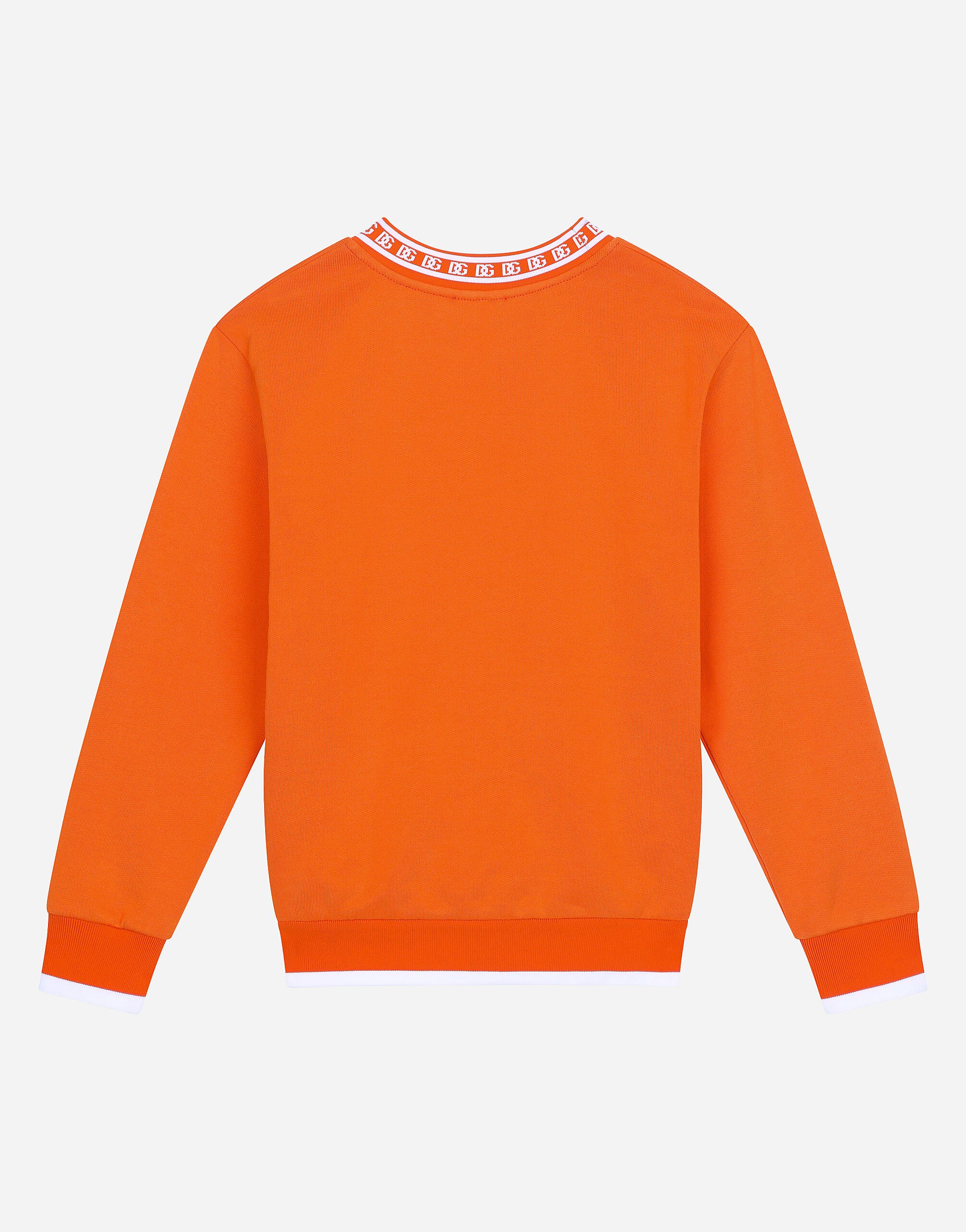 Jersey round neck sweatshirt with DG logo in Orange for Boys Dolce Gabbana