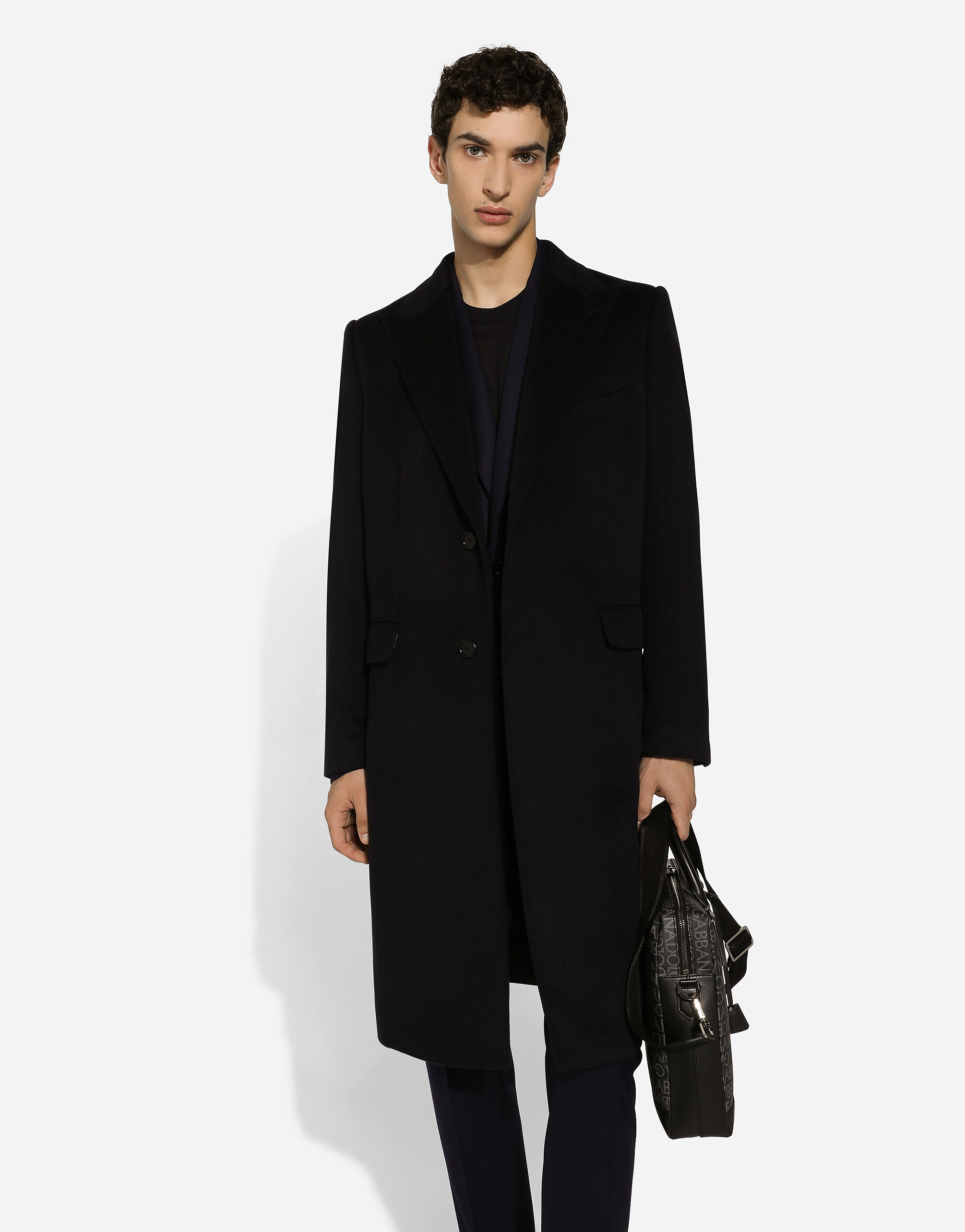 Single breasted cashmere coat in Blue for Men Dolce Gabbana