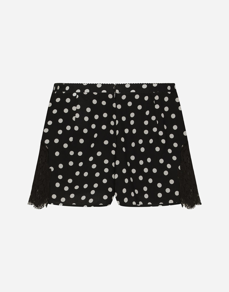 Dolce & Gabbana Shorts lenceros de seda con estampado de lunares y encaje Imprima O3C43TON00R