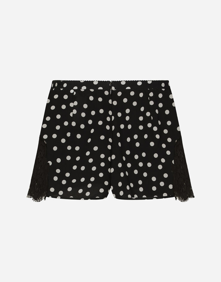 Dolce & Gabbana Polka-dot silk lingerie shorts with lace detailing Print O3C43TON00R