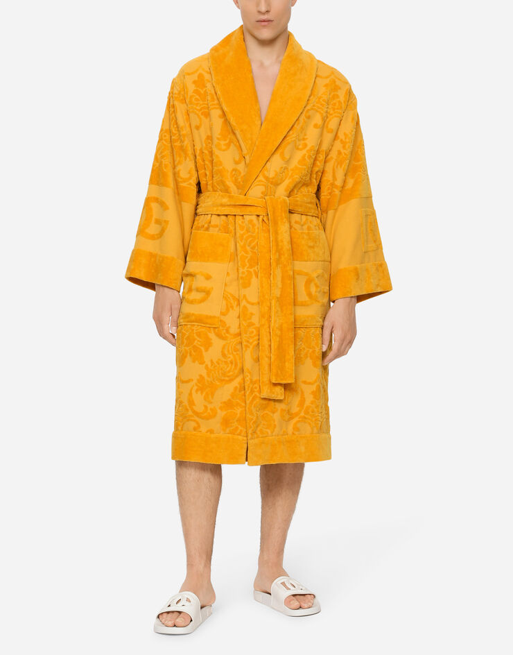 Dolce & Gabbana Bath Robe in Terry Cotton Jacquard Multicolor TCF009TCAGM