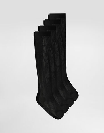Dolce & Gabbana Three-pack of nylon socks with DG logo Black O4A44TON02S