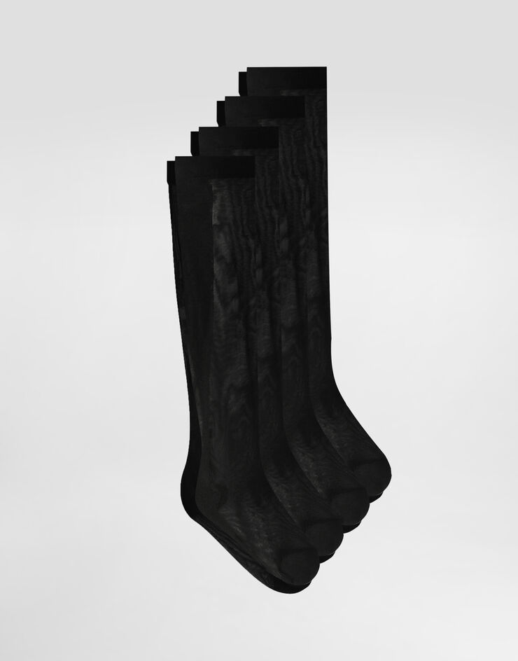 Dolce & Gabbana Paquete de tres pares de calcetines de nailon con logotipo DG Negro O4A44TON02S