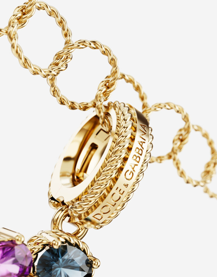 Dolce & Gabbana Rainbow alphabet Q 18 kt yellow gold charm with multicolor fine gems Gold WANR2GWMIXQ