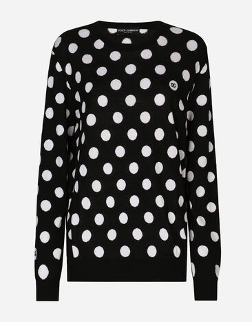 Dolce & Gabbana Wool and silk sweater with polka-dot inlay Print FXX06TJCVYK