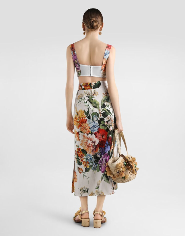 Dolce & Gabbana Top corsetero con estampado de buqué de flores Imprima F7Y28TFSRQU