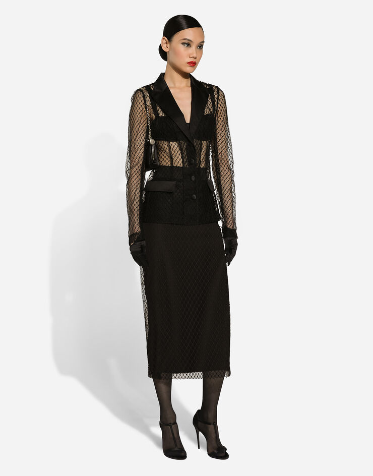Dolce & Gabbana تنورة قلم رصاص شبكية بطول للربلة أسود F4C0CTHLM83