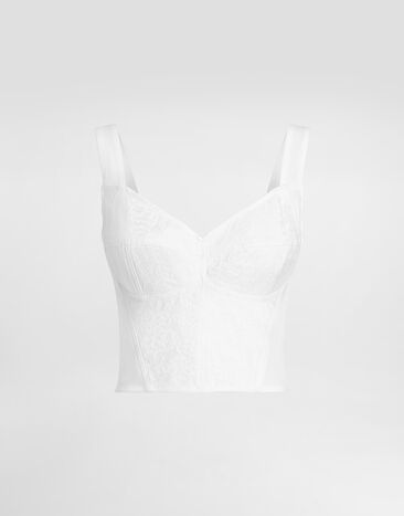 Dolce & Gabbana Shaper corset bustier in lace and jacquard White F7T19TGDCLQ
