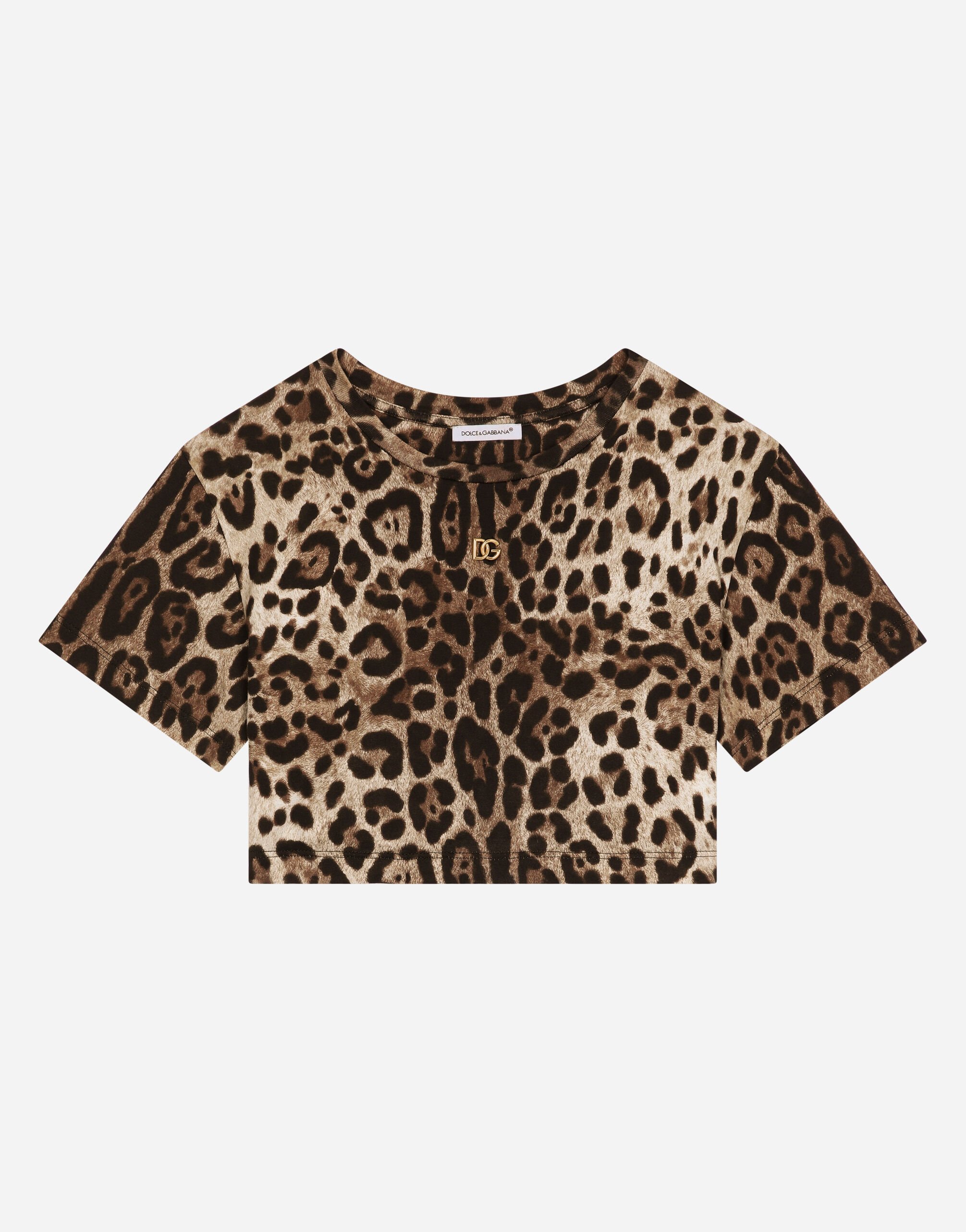 Dolce & Gabbana Leopard-print jersey T-shirt Blue LBKH94JCVF9