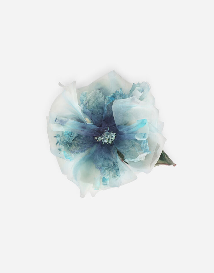 Dolce & Gabbana Broche avec fleur en soie Bleu Ciel GY005AG0UBS