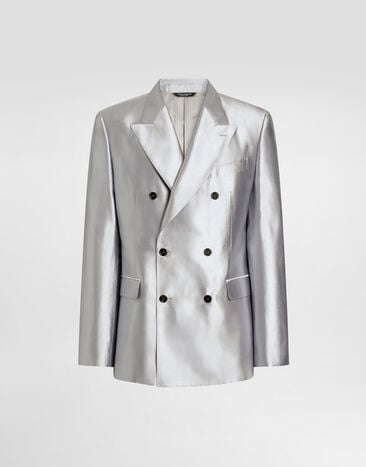 Dolce & Gabbana Sicilia light double-breasted silk shantung jacket Grey G2TV8TFU1L6