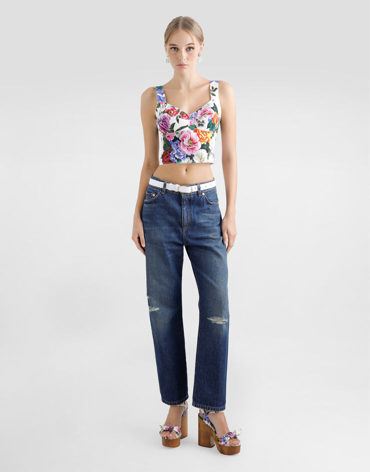 Dolce & Gabbana Top bustier de algodón con estampado de flores Imprima F7W98TFSRQK