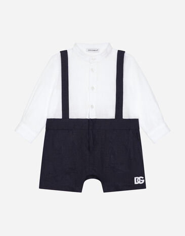 Dolce & Gabbana Linen onesie with braces White L1JOAAG7N9U
