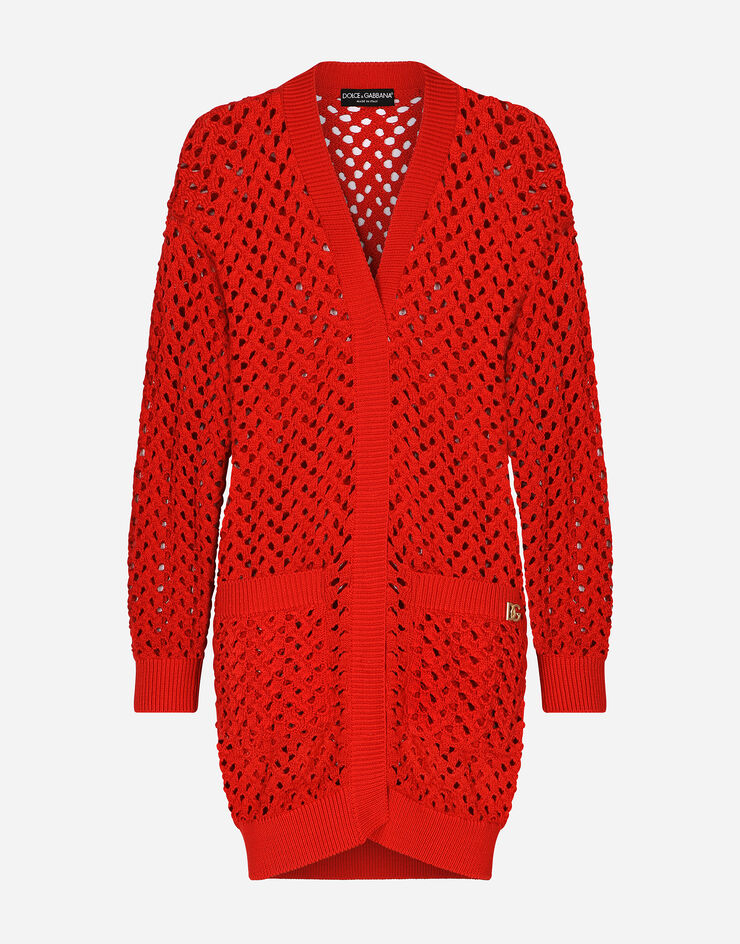 Dolce & Gabbana Cárdigan largo de ganchillo Rojo FXL55TJBCAL