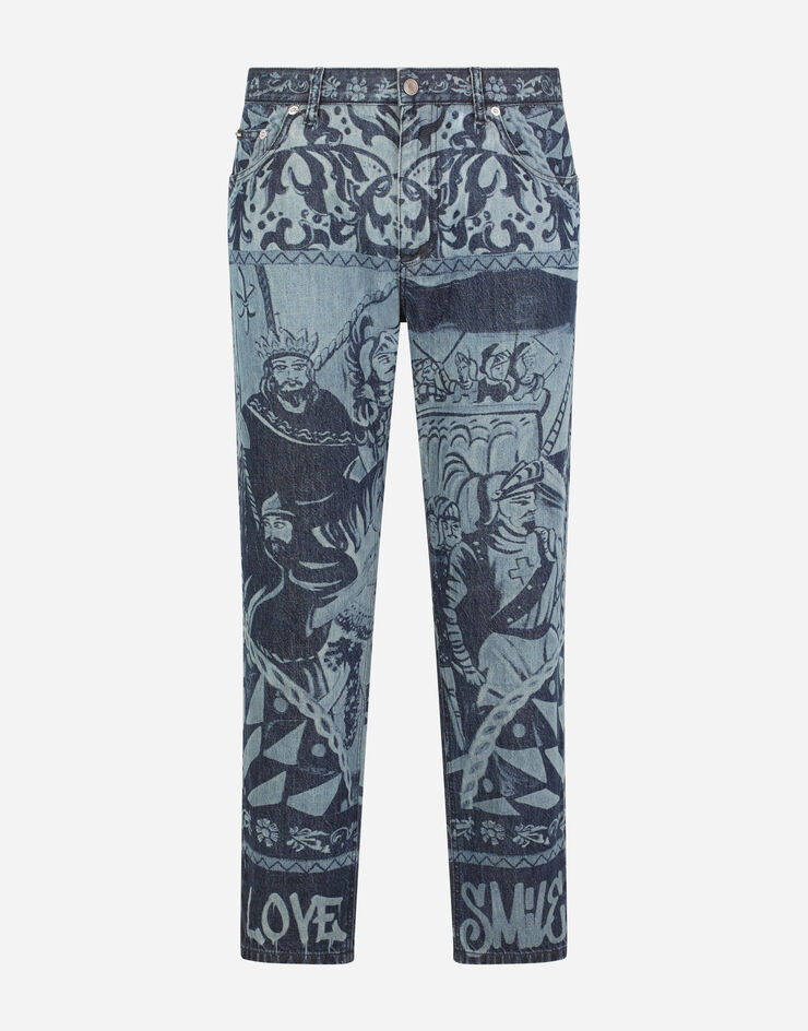 Dolce & Gabbana Loose jeans with carretto patchwork print AZUL GYJDADG8EF5