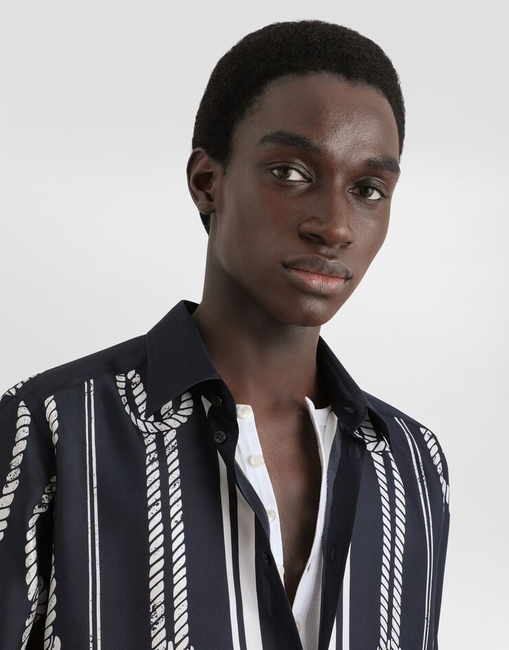 Dolce & Gabbana Marina-print silk twill martini shirt Multicolor G5ML1THI143