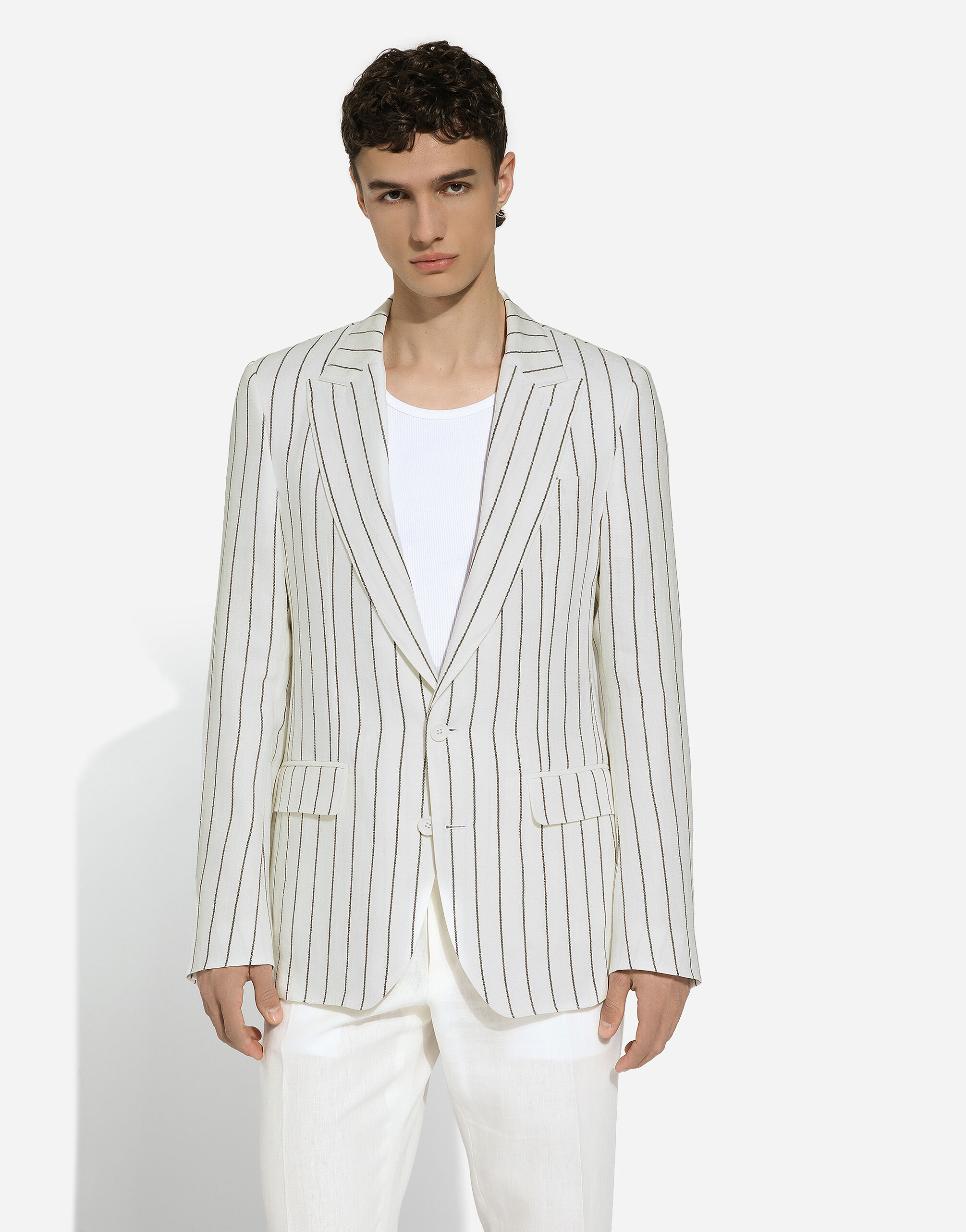 Single-breasted linen Sicilia-fit jacket in White for Men