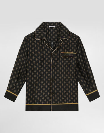 Dolce & Gabbana タイプリント シルク パジャマシャツ ブルー L43S80HI1VL