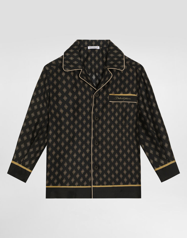Dolce & Gabbana Пижамная рубашка из шелка с галстучным принтом синий L43S80HI1VL