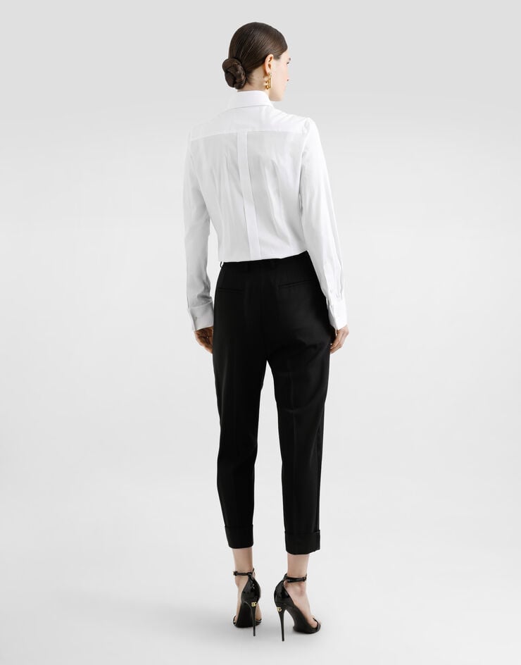 Dolce & Gabbana Stretch poplin tuxedo shirt White F5K50TFUEEE