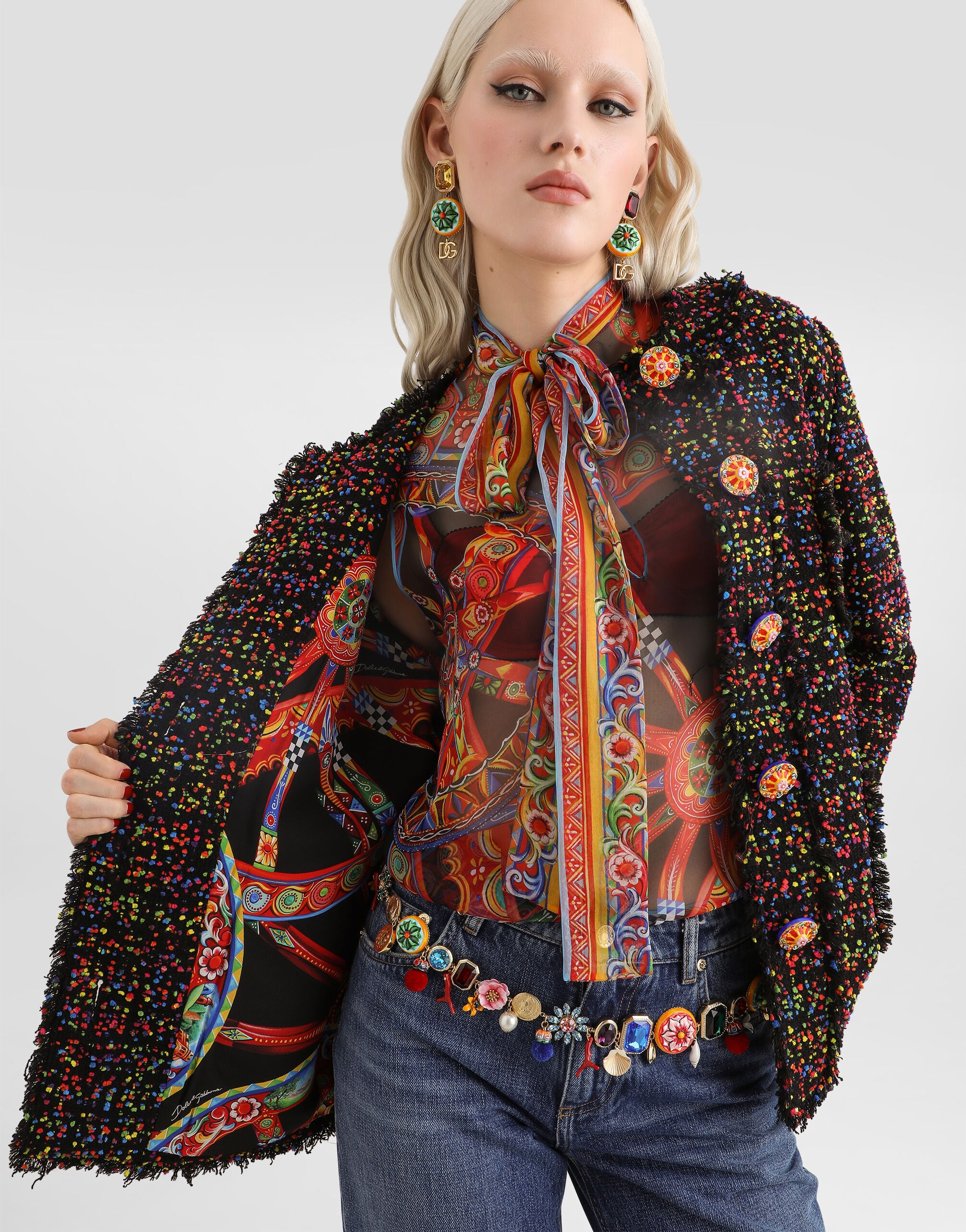 Tweed jacket in Multicolor for Women | Dolce&Gabbana®