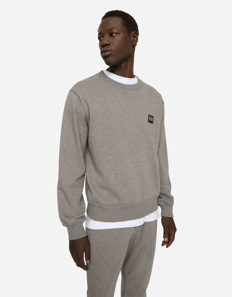 Dolce & Gabbana Jersey sweatshirt with branded tag Grey G9ABJTG7F2G