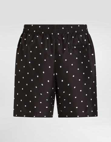 Dolce & Gabbana Mid-rise swim trunks with polka-dot print Print M4C39TISMIW