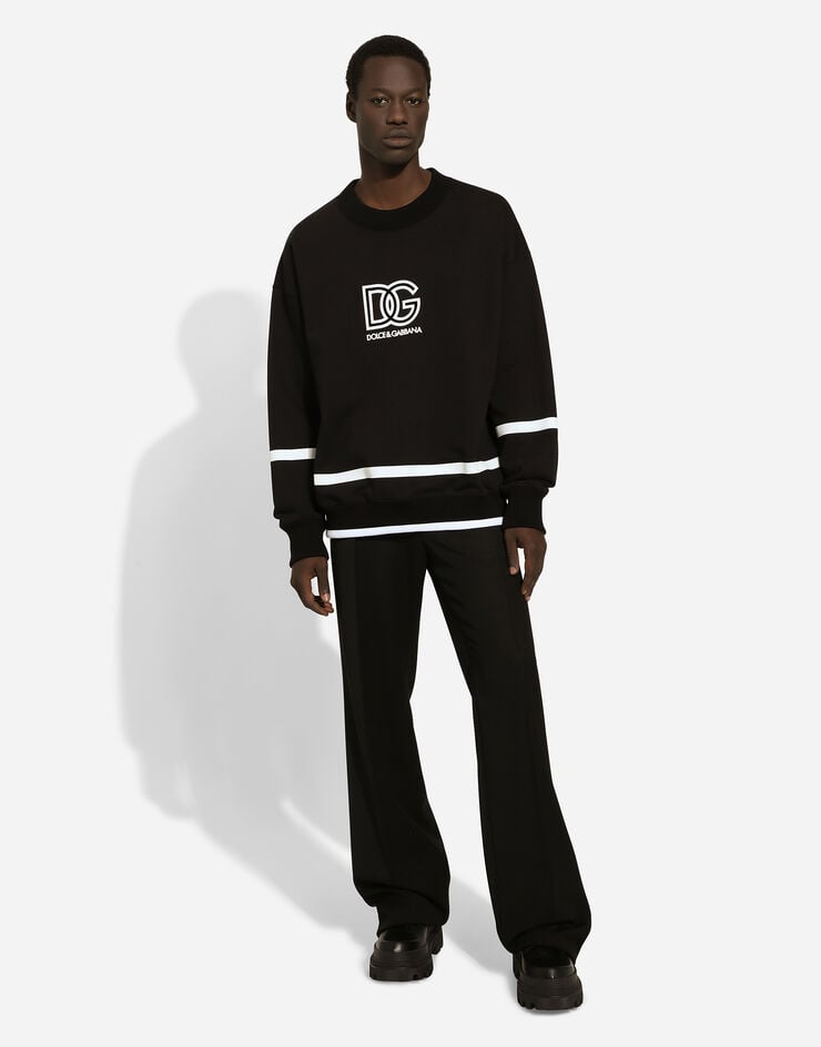 Dolce & Gabbana Round-neck sweatshirt with DG logo Black G9AUTTG7L3Z