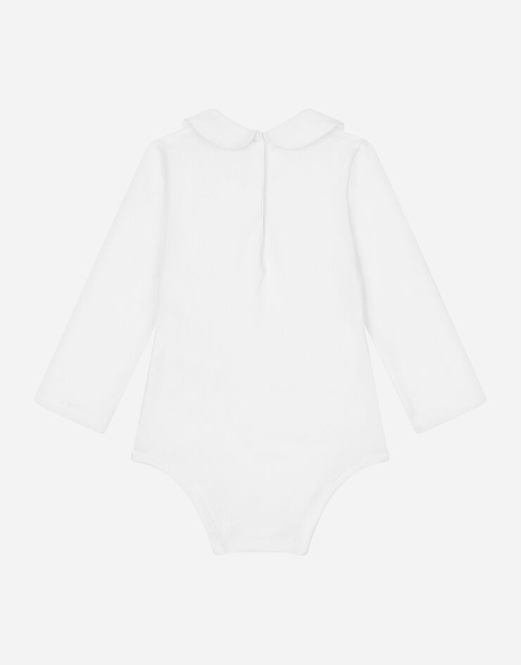 Dolce&Gabbana Long-sleeved babygrow with embroidered collar White L2JO1FG7KR3