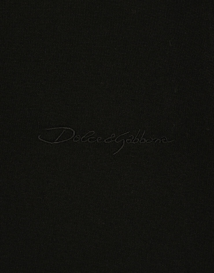 Dolce & Gabbana قميص بولو حرير بتطريز علامة Dolce&Gabbana أسود GXZ09ZJBSJS