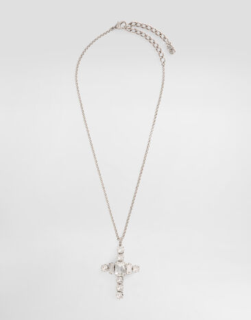 Dolce & Gabbana Cross necklace with rhinestones Silver WNR8S8W1111