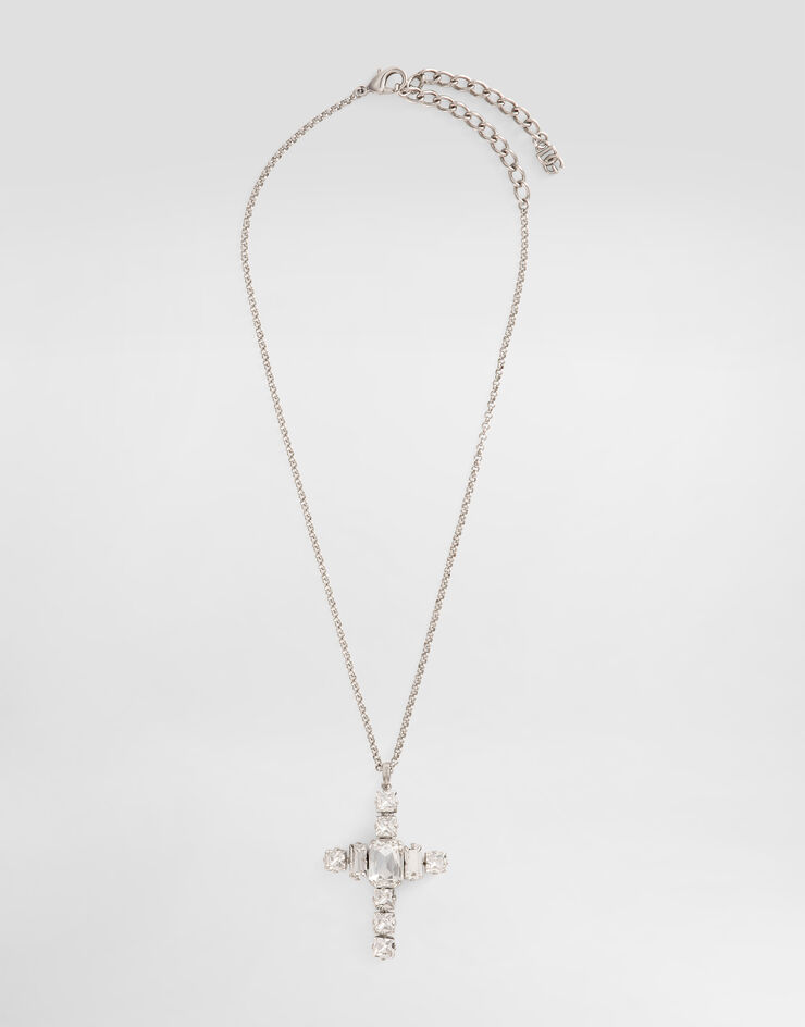 Dolce & Gabbana Cross necklace with rhinestones Silver WNR8S8W1111