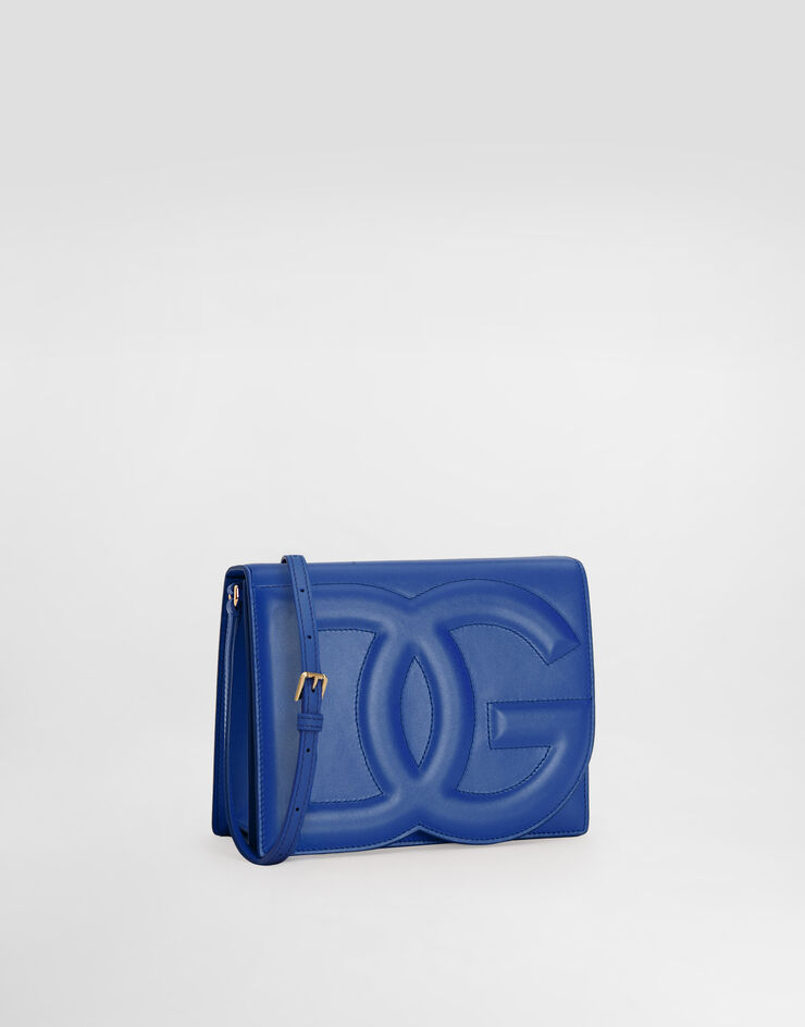 Dolce & Gabbana Umhängetasche DG Logo Bag aus Kalbsleder Blau BB7287AW576
