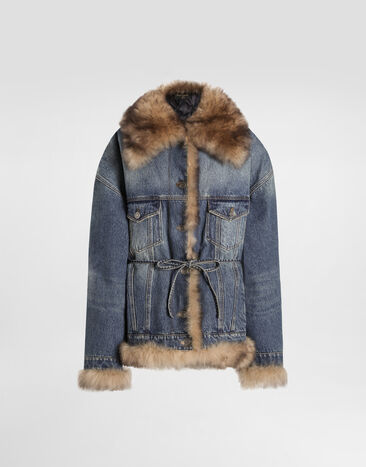 Dolce & Gabbana Denim jacket with fur Multicolor F9T08ZG8OC9