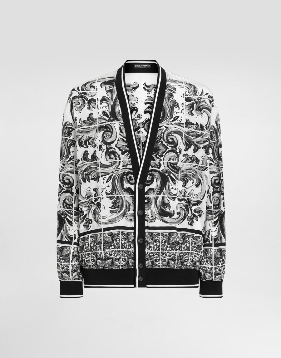 Majolica-print silk jacket