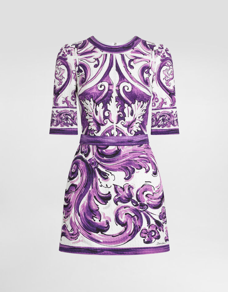 Dolce & Gabbana Majolica-print short dress Multicolor F6TSUTFP9AK