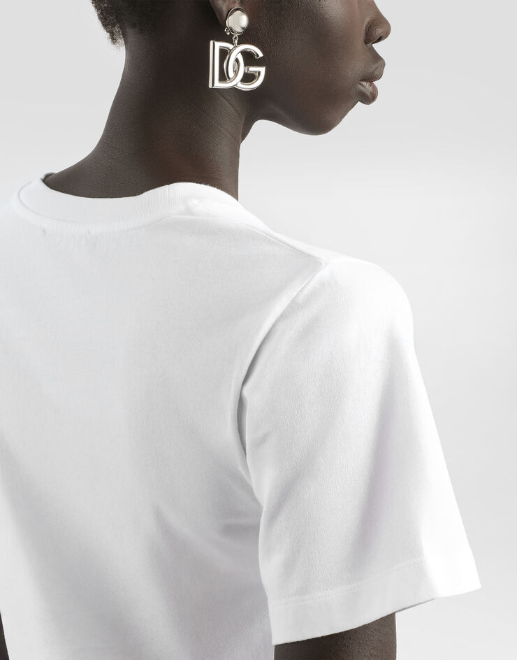 Dolce & Gabbana Jersey T-shirt with Dolce&Gabbana logo embroidery and lettering White F8V09ZGDCNV