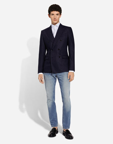 Dolce & Gabbana Double-breasted pinstripe flannel Taormina-fit jacket Multicolor G2NW1TFRCB7