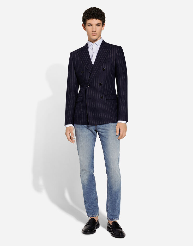 Dolce & Gabbana Zweireihige Nadelstreifenjacke Taormina aus Flanell Mehrfarbig G2NW1TFRCB7