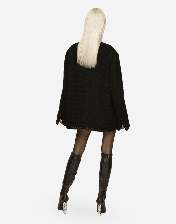 Dolce & Gabbana Single-breasted bouclé jacket Black F26V6TFUMOG