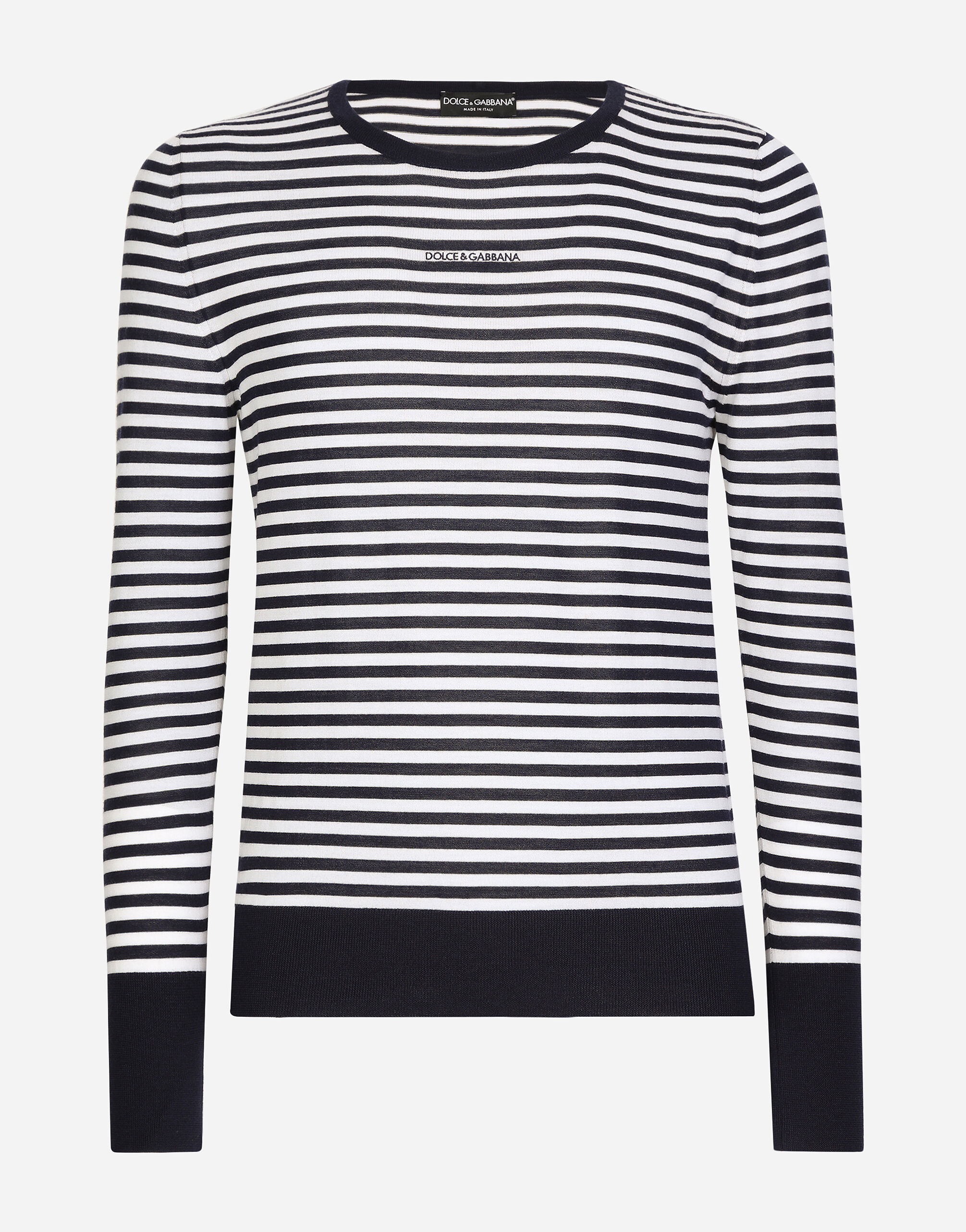 Dolce & Gabbana Boat-neck sweater in virgin wool Multicolor GXZ08ZJBSG3