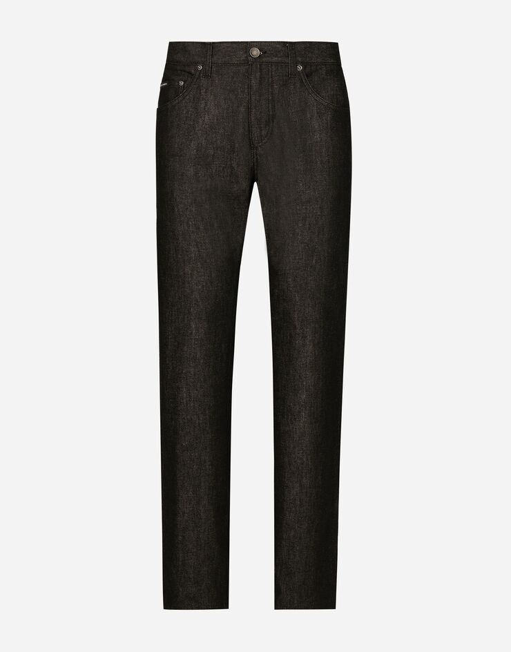 Dolce & Gabbana Vaqueros clásicos de denim con placa de metal Multicolor GP02XDG8LI6
